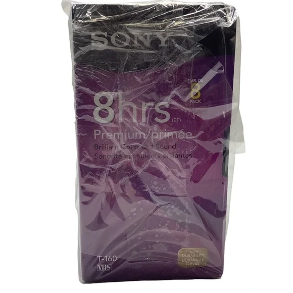 Sony 5-Pack Blank VHS Premium Tapes, 8 Hours Each, New - Picture 3 of 9